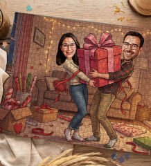 BK Gift Kişiye Özel Sevgili Karikatürlü 1000 Parça Profesyonel Puzzle-2, 1000 Puzzle, Sevgililer Günü Hediyesi, Sevgiliye Hediye