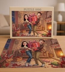 BK Gift Kişiye Özel Sevgili Karikatürlü 1000 Parça Profesyonel Puzzle-2, 1000 Puzzle, Sevgililer Günü Hediyesi, Sevgiliye Hediye