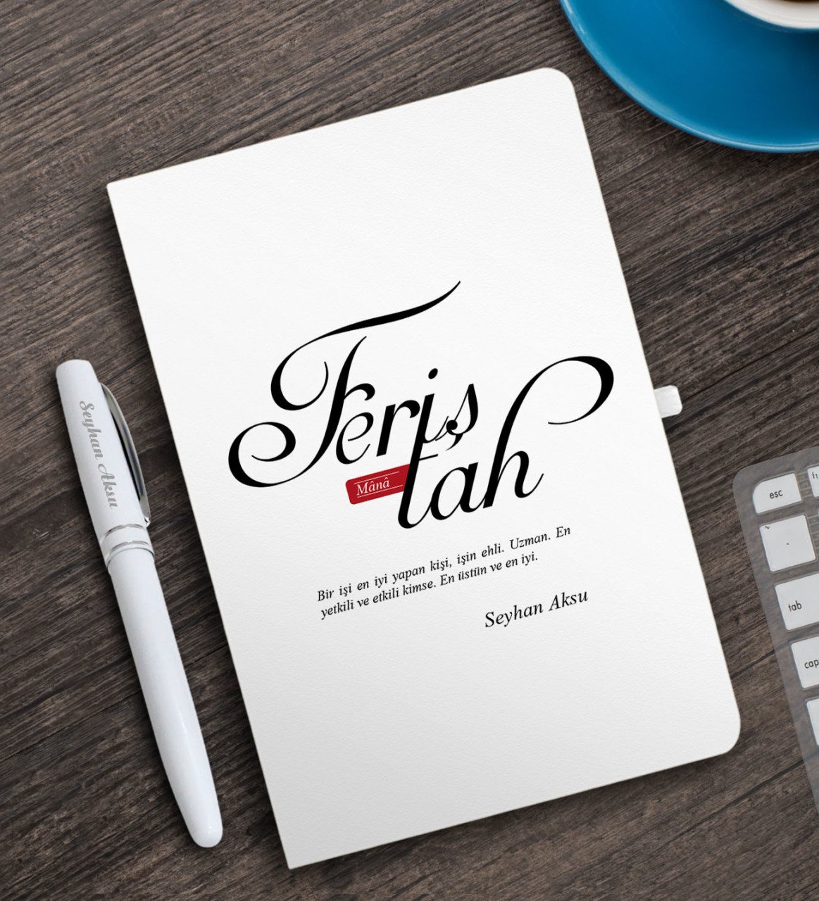 Kişiye Özel Mânâ Feriştah Beyaz Defter ve Kalem Hediye Seti
