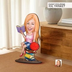 BK Gift Kişiye Özel Öğrenci Karikatürlü Büyük Boy Ahşap Biblo-1 Arkadaşa Hediye , Sevgiliye Hediye, Kişiye Özel Biblolar