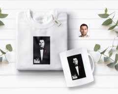 Kişiye Özel Godfather Baba Tasarımlı Beyaz Tişört ve Kupa Seti-6