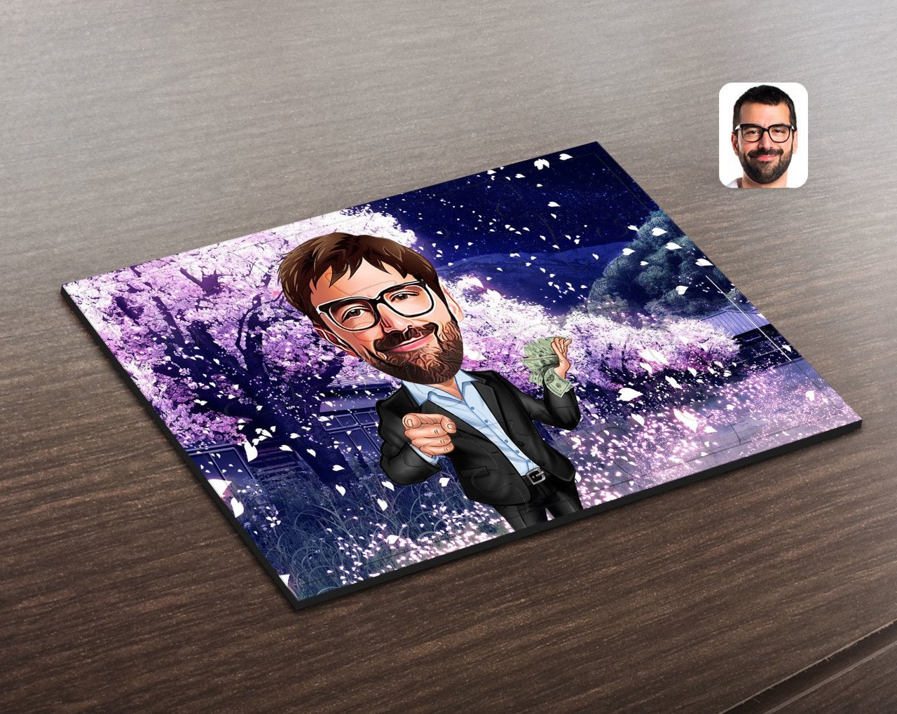 Kişiye Özel Erkek Milyoner Karikatürlü Ahşap Puzzle-1