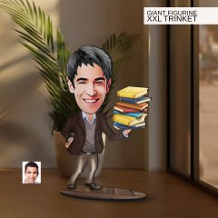 BK Gift Kişiye Özel Öğretmen Karikatürlü Büyük Boy Ahşap Biblo-1 Arkadaşa Hediye , Sevgiliye Hediye, Kişiye Özel Biblolar