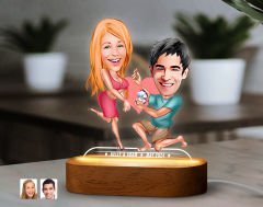 BK Gift Kişiye Özel Sevgili Karikatürlü Dekoratif 3D Biblo LED Işıklı Gece Lambası-17, Sevgiliye Hediye, Yıl Dönümü Hediyesi