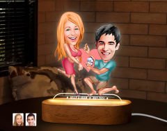 BK Gift Kişiye Özel Sevgili Karikatürlü Dekoratif 3D Biblo LED Işıklı Gece Lambası-17, Sevgiliye Hediye, Yıl Dönümü Hediyesi