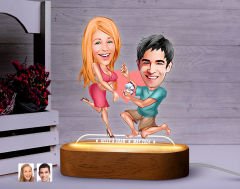 BK Gift Kişiye Özel Sevgili Karikatürlü Dekoratif 3D Biblo LED Işıklı Gece Lambası-17, Sevgiliye Hediye, Yıl Dönümü Hediyesi