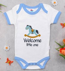 BK Kids Welcome Little One Tasarımlı Mavi Bebek Body Zıbın-1