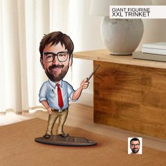 BK Gift Kişiye Özel Öğretmen Karikatürlü Büyük Boy Ahşap Biblo-2 Arkadaşa Hediye , Sevgiliye Hediye, Kişiye Özel Biblolar