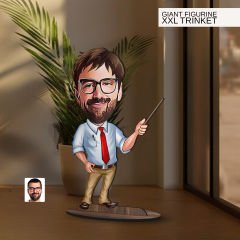 BK Gift Kişiye Özel Öğretmen Karikatürlü Büyük Boy Ahşap Biblo-2 Arkadaşa Hediye , Sevgiliye Hediye, Kişiye Özel Biblolar