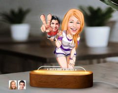 BK Gift Kişiye Özel Sevgili Karikatürlü Dekoratif 3D Biblo LED Işıklı Gece Lambası-18, Sevgiliye Hediye, Yıl Dönümü Hediyesi