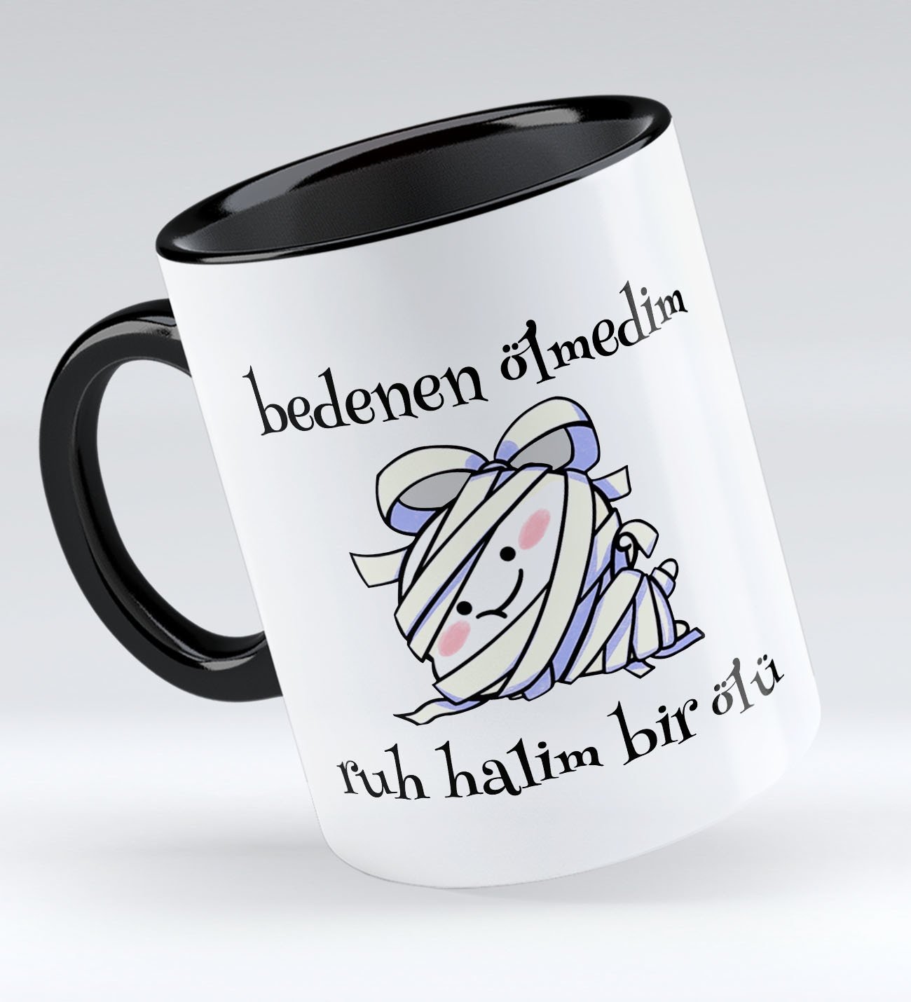 Bk Gift Ruh Halim Bir Ölü Tasarımlı Siyah Kupa Bardak - Model 1