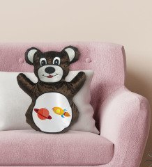 BK Gift Uzay Aracı Tasarımlı Kahverengi Ayıcık Yastık-1