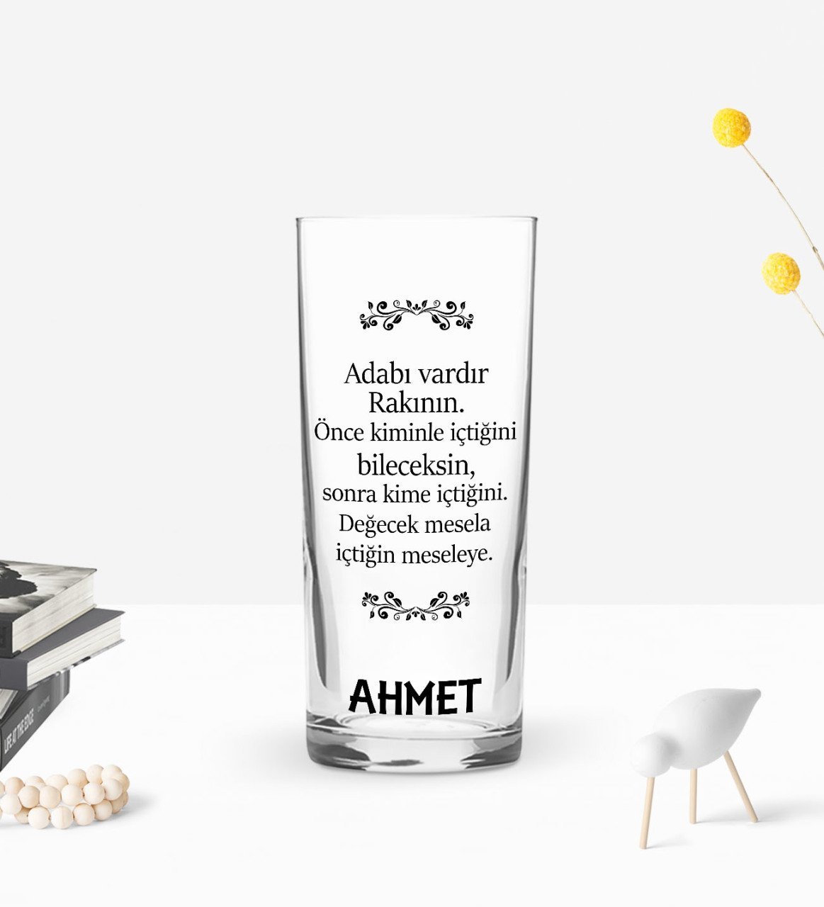 Kişiye Özel Renkli Baskılı Adabı Vardır Rakının Tasarımlı Rakı Bardağı-1