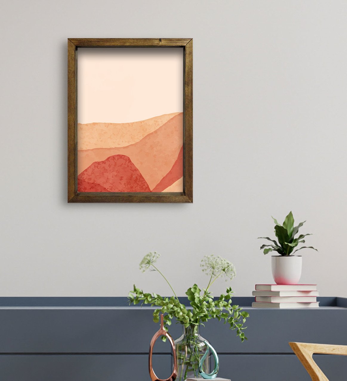 BK Gift Otel Odası Konseptli Doğal Masif Ahşap Çerçeveli Tablo 45x65cm-77