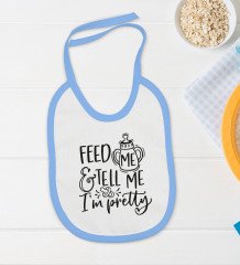 BK Kids I'm Pretty Tasarımlı Mavi Bebek Body Zıbın ve Mama Önlüğü Hediye Seti-1