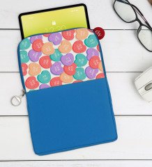Kişiye Özel Sevgililer Karikatürlü Taşınabilir Koruyucu Tablet Kılıfı & Organizer Çanta - Mavi-4
