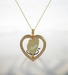 BK Gift Kişiye Özel Zirkon Taşlı Dönen Kalp Kolye