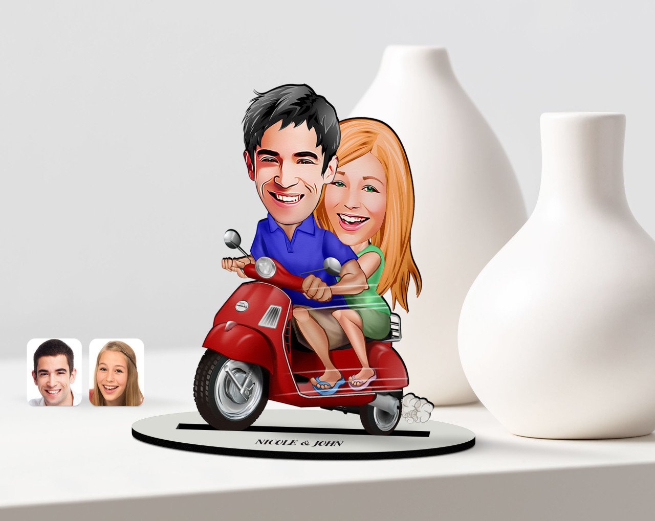 Kişiye Özel Sevgili Karikatürlü Ahşap Biblo Model-10