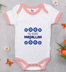 BK Kids Maşallah Tasarımlı Pembe Bebek Body Zıbın-2