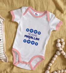 BK Kids Maşallah Tasarımlı Pembe Bebek Body Zıbın-2