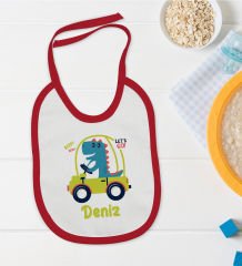 BK Kids Kişiye Özel İsimli Kırmızı Bebek Mama Önlüğü-37