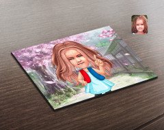 Kişiye Özel Kız Çocuk Karikatürlü Ahşap Puzzle-17