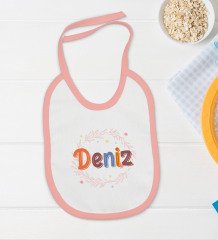 BK Kids Kişiye Özel İsimli Pembe Bebek Body Zıbın ve Mama Önlüğü Hediye Seti-27