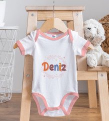 BK Kids Kişiye Özel İsimli Pembe Bebek Body Zıbın ve Mama Önlüğü Hediye Seti-27