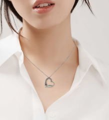 BK Gift Kişiye Özel Zirkon Taşlı Silver Kalp Kolye