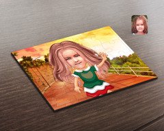 Kişiye Özel Kız Çocuk Karikatürlü Ahşap Puzzle-18
