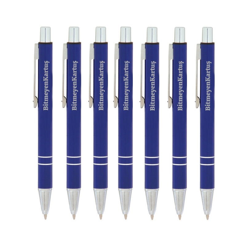 BK Gift Firmalara Özel İsimli 556 Mini Lacivert Metal Tükenmez Kalem (Farklı Adet Seçenekleriyle), Promosyon Kalem, Toptan Kalem