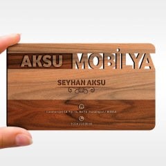 Kişiye Özel Mesleki Mobilya Dekorasyon Ahşap Kartvizit (Model 2-4) 50 ADET