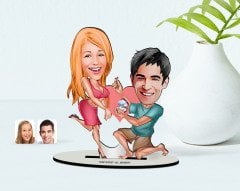 Kişiye Özel Sevgili Karikatürlü Ahşap Biblo Model-21