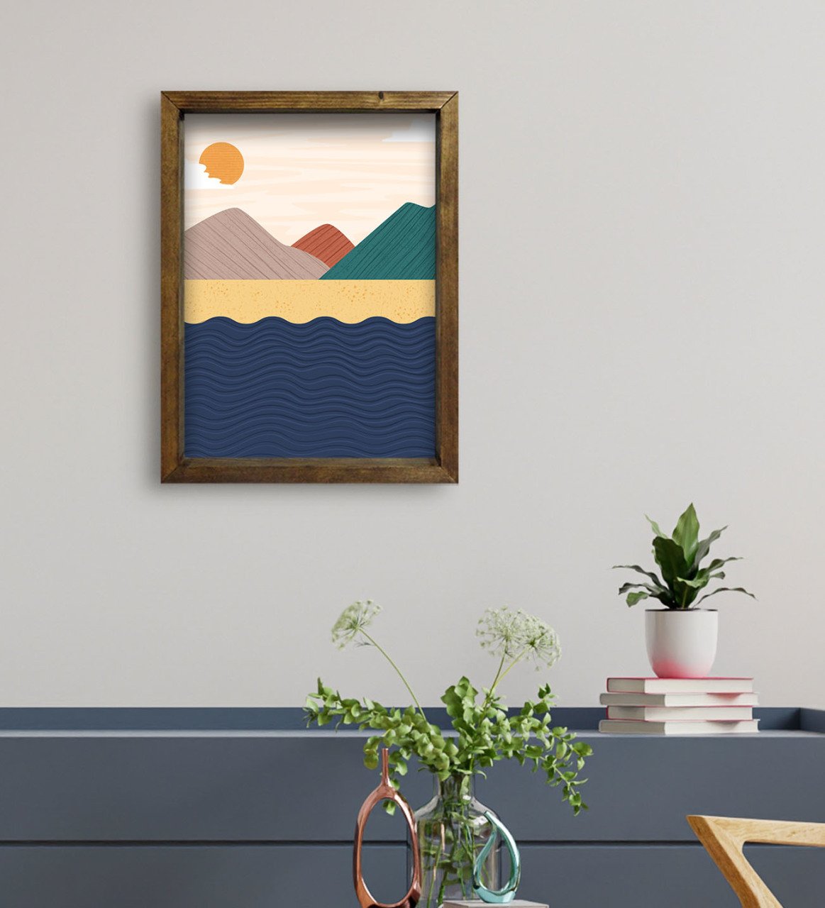 BK Gift Otel Odası Konseptli Doğal Masif Ahşap Çerçeveli Tablo 45x65cm-81