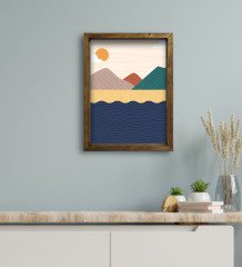 BK Gift Otel Odası Konseptli Doğal Masif Ahşap Çerçeveli Tablo 45x65cm-81