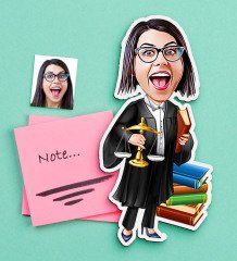 Kişiye Özel Bayan Avukat Karikatürlü Ahşap Magnet-2