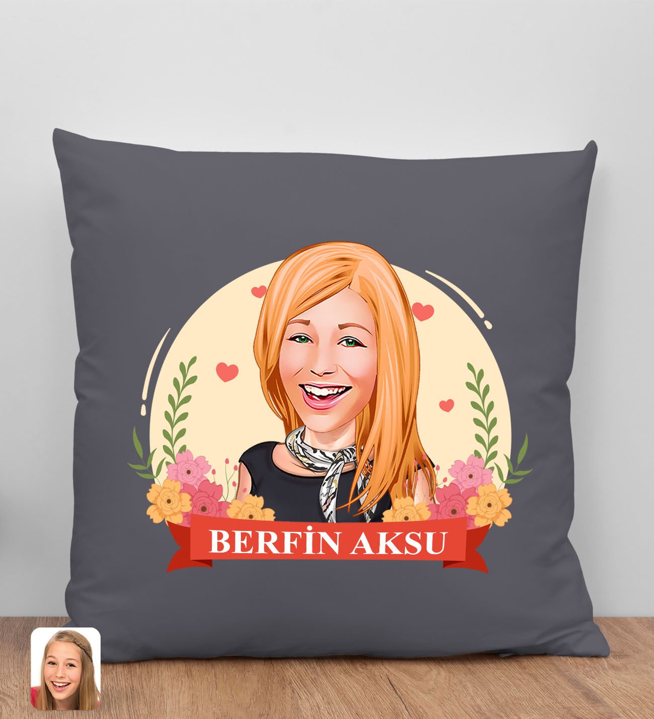 BK Gift Kişiye Özel Karikatürlü Anneler Günü Tasarımlı Antrasit Kırlent Yastık, Anneye Hediye, Ev Dekorasyonu, Anneler Günü Hediyesi-6