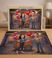 BK Gift Kişiye Özel Sevgili Karikatürlü 1000 Parça Profesyonel Puzzle-10, 1000 Puzzle, Sevgililer Günü Hediyesi, Sevgiliye Hediye