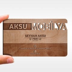 Kişiye Özel Mesleki Mobilya Dekorasyon Ahşap Kartvizit (Model 2-6) 50 ADET