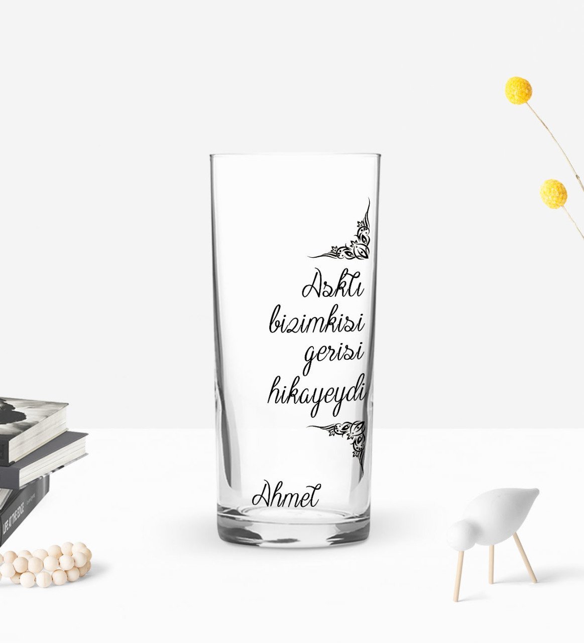 Kişiye Özel Renkli Baskılı Aşktı Bizimkisi Tasarımlı Rakı Bardağı-1