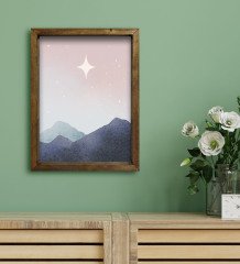 BK Gift Otel Odası Konseptli Doğal Masif Ahşap Çerçeveli Tablo 45x65cm-83