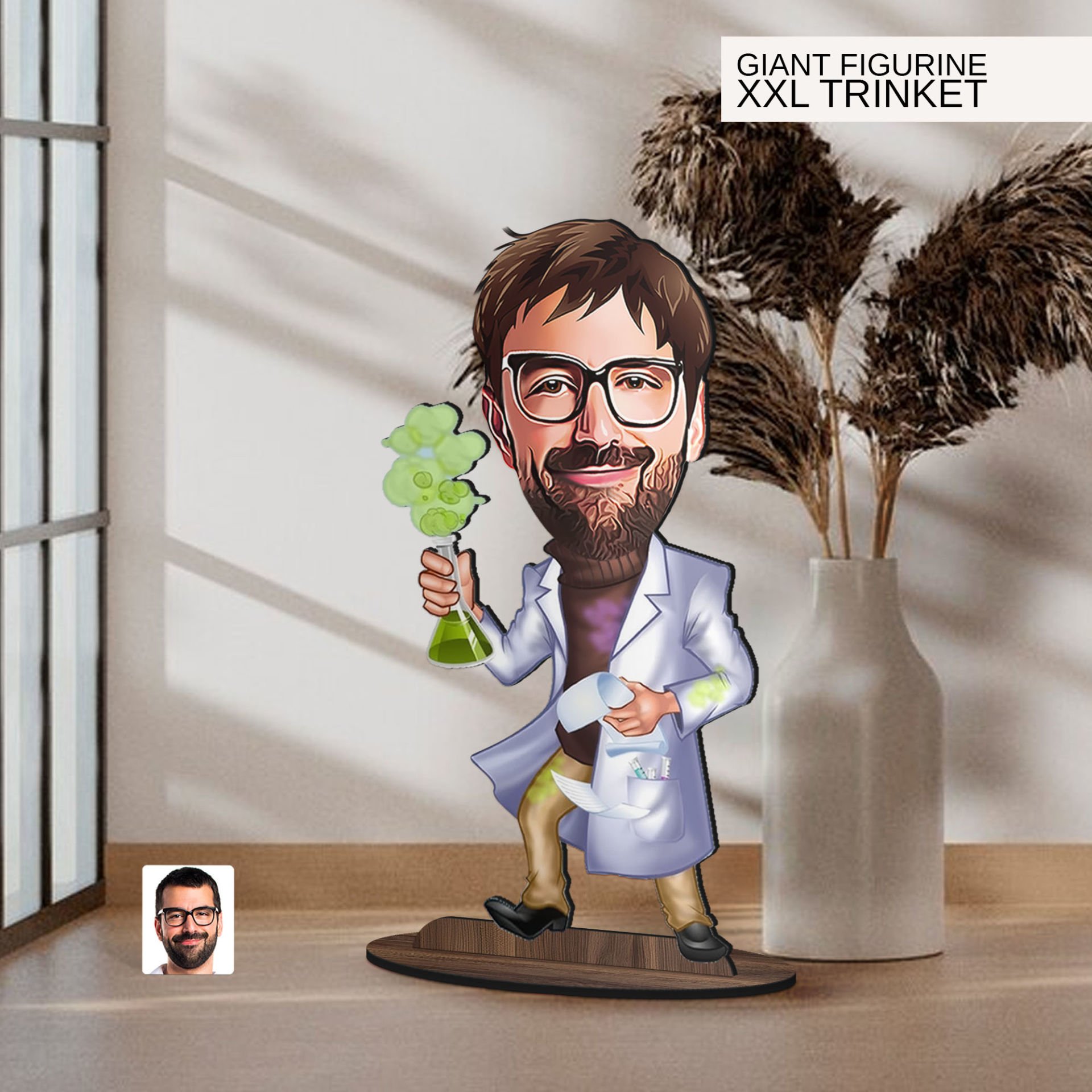 BK Gift Kişiye Özel Öğretmen Karikatürlü Büyük Boy Ahşap Biblo-9 Arkadaşa Hediye , Sevgiliye Hediye, Kişiye Özel Biblolar