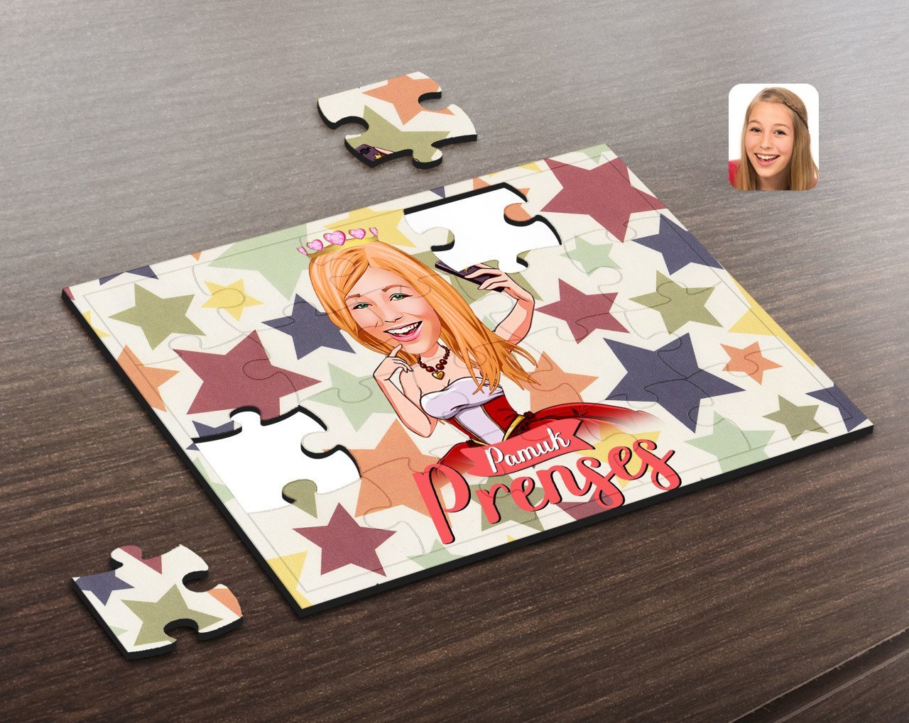 Kişiye Özel Pamuk Prenses Karikatürlü Ahşap Puzzle-3