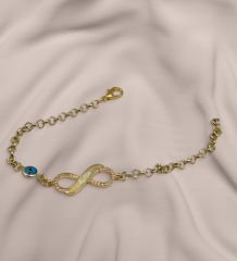 BK Gift Kişiye Özel Zirkon Taşlı Gold Sonsuzluk Bileklik