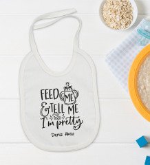 BK Kids Kişiye Özel Im Pretty Tasarımlı Bebek Body Zıbın ve Mama Önlüğü Hediye Seti - Model 1
