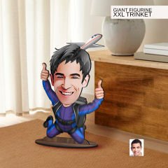 BK Gift Kişiye Özel Paraşüt Karikatürlü Büyük Boy Ahşap Biblo-1 Arkadaşa Hediye , Sevgiliye Hediye, Kişiye Özel Biblolar