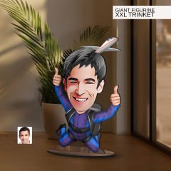 BK Gift Kişiye Özel Paraşüt Karikatürlü Büyük Boy Ahşap Biblo-1 Arkadaşa Hediye , Sevgiliye Hediye, Kişiye Özel Biblolar
