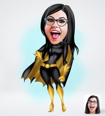 BK Gift Kişiye Özel Kadın Süper Kahraman Karikatürlü Sosyal Medya Dijital Profil Fotoğrafı - Model 3