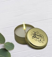BK Gift Kişiye Özel İsimli Gold Metal Kutuda Kokulu Mum-5, Ev Hediyesi, Arkadaşa Hediye, Kokulu Mum