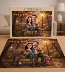 BK Gift Kişiye Özel Sevgili Karikatürlü 1000 Parça Profesyonel Puzzle-13, 1000 Puzzle, Sevgililer Günü Hediyesi, Sevgiliye Hediye